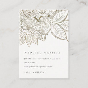 Classy Verziert Paisley Ivory Gold Wedding Website Begleitkarte