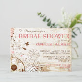 Classy Vintag Floral Bridal Dusche Einladung (Stehend Vorderseite)