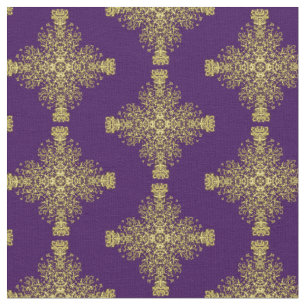Classy Vintag Floral Damask Lila Gold Mix Stoff