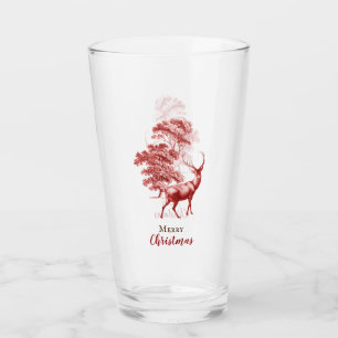 Classy Vintag frohe Weihnachts Roter Toile Hirsch Glas