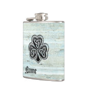 Classy Vintag Irish Glück Kleeblatt personalisiert Flachmann (Links)