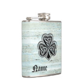 Classy Vintag Irish Glück Kleeblatt personalisiert Flachmann (Rechts)