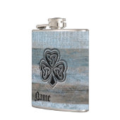 Classy Vintag Irish Glück Kleeblatt personalisiert Flachmann (Links)