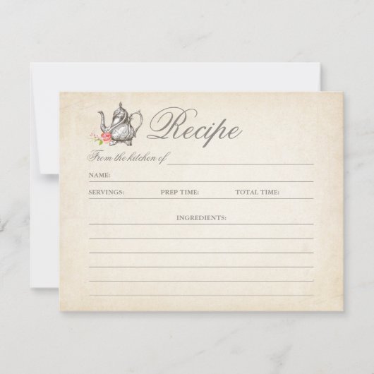 Classy Vintag Tee Party Rezept Karte (Vorderseite)