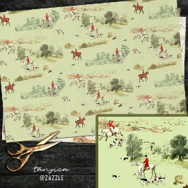 Classy Vintage English Horse Riders Hounds Hunting Seidenpapier