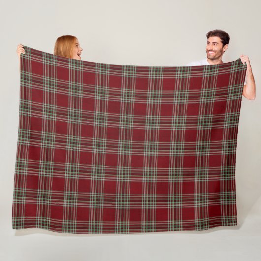 Classy Vintage Red Green Textured Tartan Plaid Fleecedecke (Beispiel)