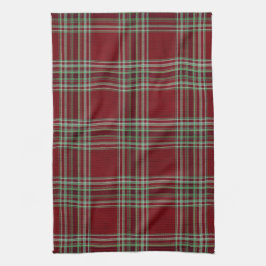 Classy Vintage Red Green Textured Tartan Plaid Geschirrtuch