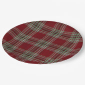 Classy Vintage Red Green Textured Tartan Plaid Pappteller (Schrägansicht)