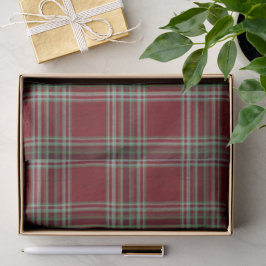 Classy Vintage Red Green Textured Tartan Plaid Seidenpapier