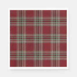 Classy Vintage Red Green Textured Tartan Plaid Serviette