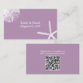 Classy Violet Beach Thema Hochzeit Website Beilage Begleitkarte (Vorne/Hinten)