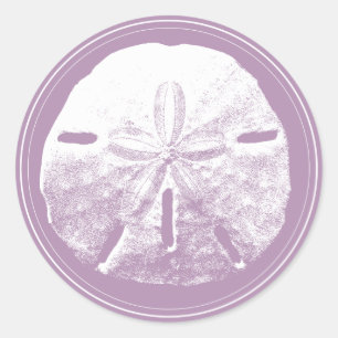 Classy Violet Sand Dollar Beach Wedding Gefallen Runder Aufkleber