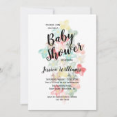 Classy Watercolor Blume Kinderdusche Einladung (Vorderseite)