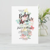 Classy Watercolor Blume Kinderdusche Einladung (Stehend Vorderseite)