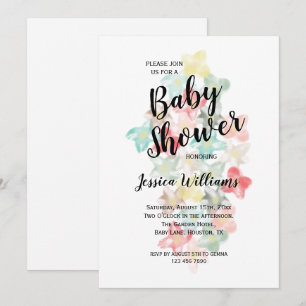 Classy Watercolor Blume Kinderdusche Einladung