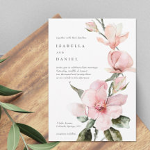 Classy Watercolor Magnolia Hochzeit Einladung