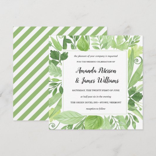 Classy Watercolor Wildwiese Einladung (Vorne/Hinten)