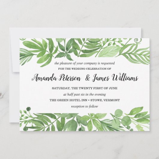 Classy Watercolor Wildwiese Einladung (Vorderseite)