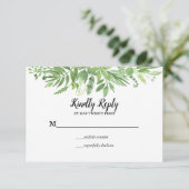 Classy Watercolor Wildwiese Green Wedding RSVP (Stehend Vorderseite)