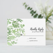 Classy Watercolor Wildwiese Green Wedding RSVP Karte (Stehend Vorderseite)