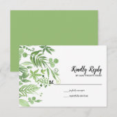 Classy Watercolor Wildwiese Green Wedding RSVP Karte (Vorne/Hinten)