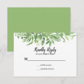 Classy Watercolor Wildwiese Green Wedding RSVP Karte (Vorne/Hinten)