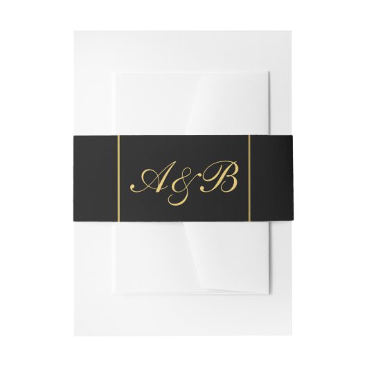 Classy Wedding Bly Band Gold Initials Black (Vorderseite Beispiel)