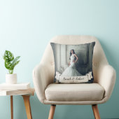 Classy Wedding Foto White Ribbon & Laurels Kissen (Stuhl )