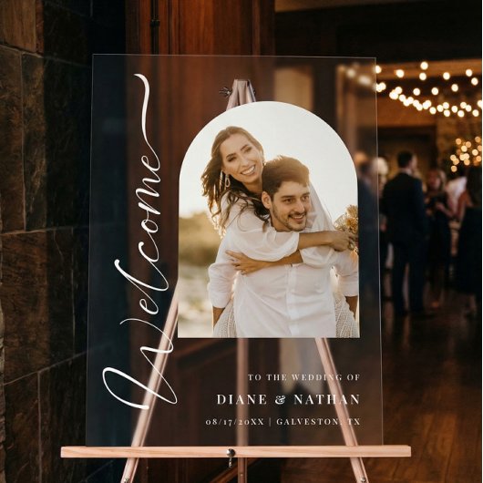 Classy Welcome to the Wedding Custom Photo Sign  Acrylschild