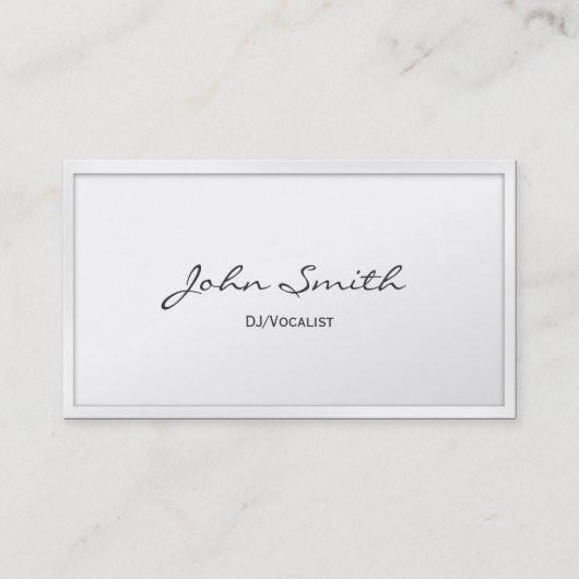 Classy White Border DJ Music Business Card Visitenkarte (Vorderseite)