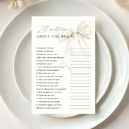 Classy White Bow 20 Fragen zum Bride Game