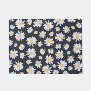 Classy White Daisy Blume Botanisches Grau Design Fußmatte