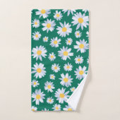 Classy White Daisy Blume Botanisches Grünes Design Badhandtuch Set (Handtuch)