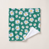 Classy White Daisy Blume Botanisches Grünes Design Badhandtuch Set (Waschlappen)