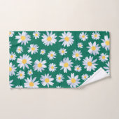 Classy White Daisy Blume Botanisches Grünes Design Badhandtuch Set (Handtuch)