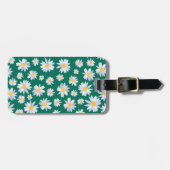 Classy White Daisy Blume Botanisches Grünes Design Gepäckanhänger (Vorderseite horizontal)