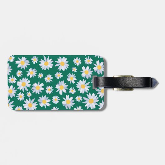 Classy White Daisy Blume Botanisches Grünes Design Gepäckanhänger (Rückseite horizontal)