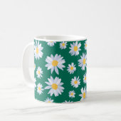 Classy White Daisy Blume Botanisches Grünes Design Kaffeetasse (Vorderseite Links)