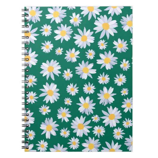 Classy White Daisy Blume Botanisches Grünes Design Notizblock (Vorderseite)