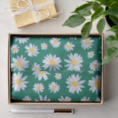 Classy White Daisy Blume Botanisches Grünes Design Seidenpapier (Geschenk)