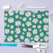 Classy White Daisy Blume Botanisches Grünes Design Seidenpapier (Handwerk)