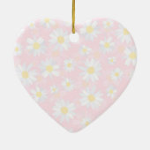 Classy White Daisy Blume Botanisches Pink Design Keramik Ornament (Hinten)