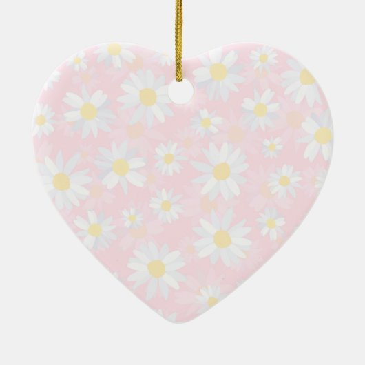 Classy White Daisy Blume Botanisches Pink Design Keramik Ornament (Hinten)