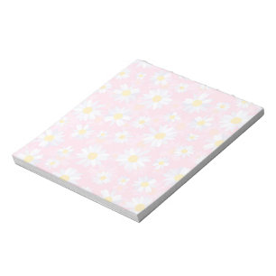 Classy White Daisy Blume Botanisches Pink Design Notizblock