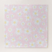 Classy White Daisy Blume Botanisches Pink Design Puzzle (Horizontal)