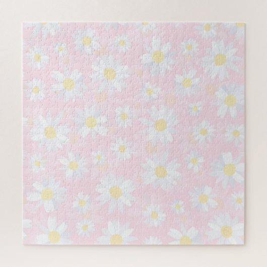 Classy White Daisy Blume Botanisches Pink Design Puzzle (Vertikal)