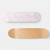 Classy White Daisy Blume Botanisches Pink Design Skateboard (Horizontal)