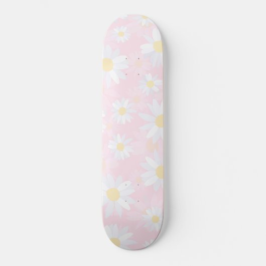 Classy White Daisy Blume Botanisches Pink Design Skateboard (Vorderseite)