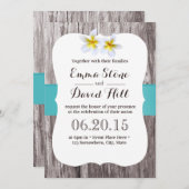 Classy White Frangipani Blue Beach Wedding Einladung (Vorne/Hinten)