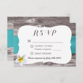 Classy White Frangipani Blue Wedding RSVP (Vorne/Hinten)